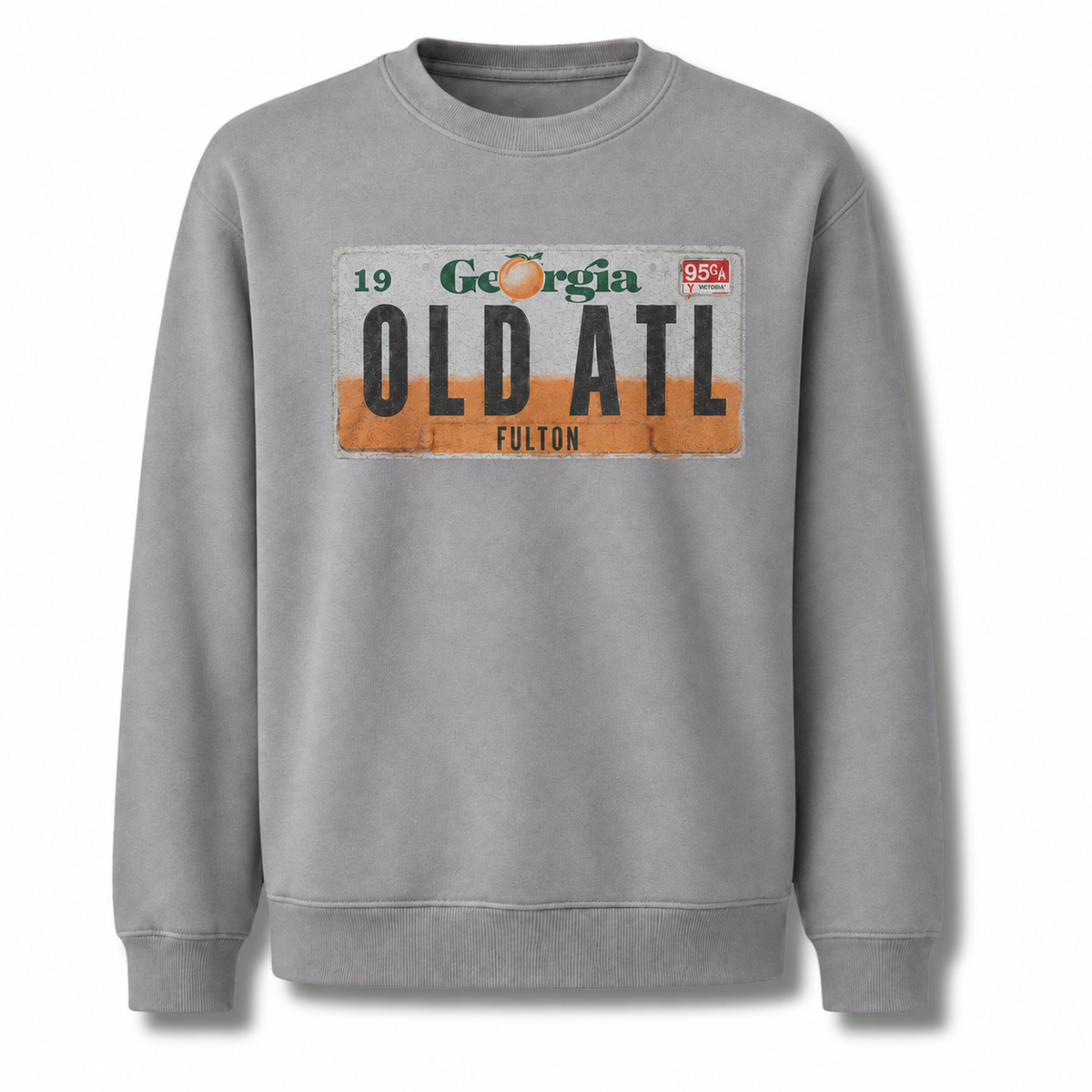 Old ATL Georgia Peach License Plate Vintage Sweatshirt - Dark Heather