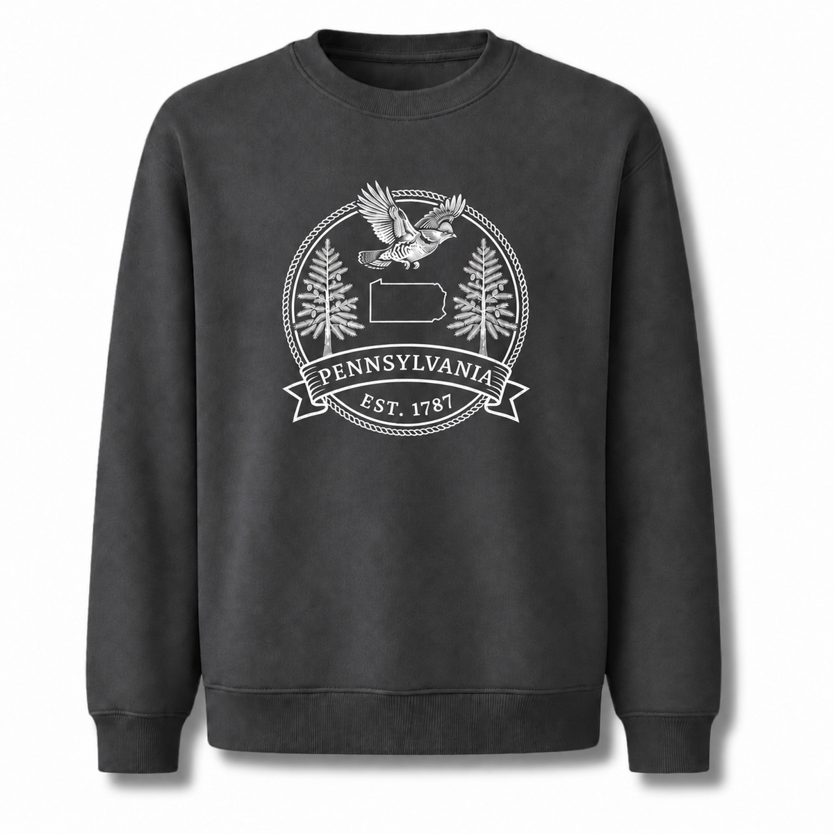 Pennsylvania Historic State Emblem Classic Vintage Sweatshirt - Dark Heather