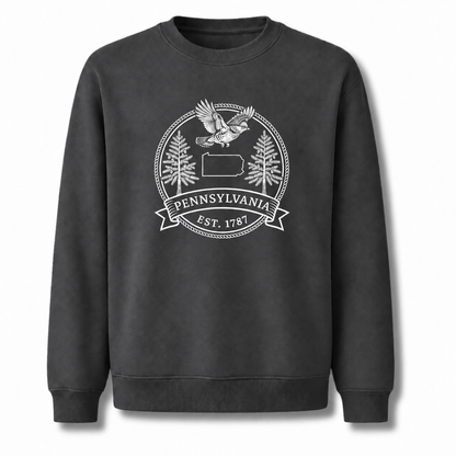 Pennsylvania Historic State Emblem Classic Vintage Sweatshirt - Dark Heather