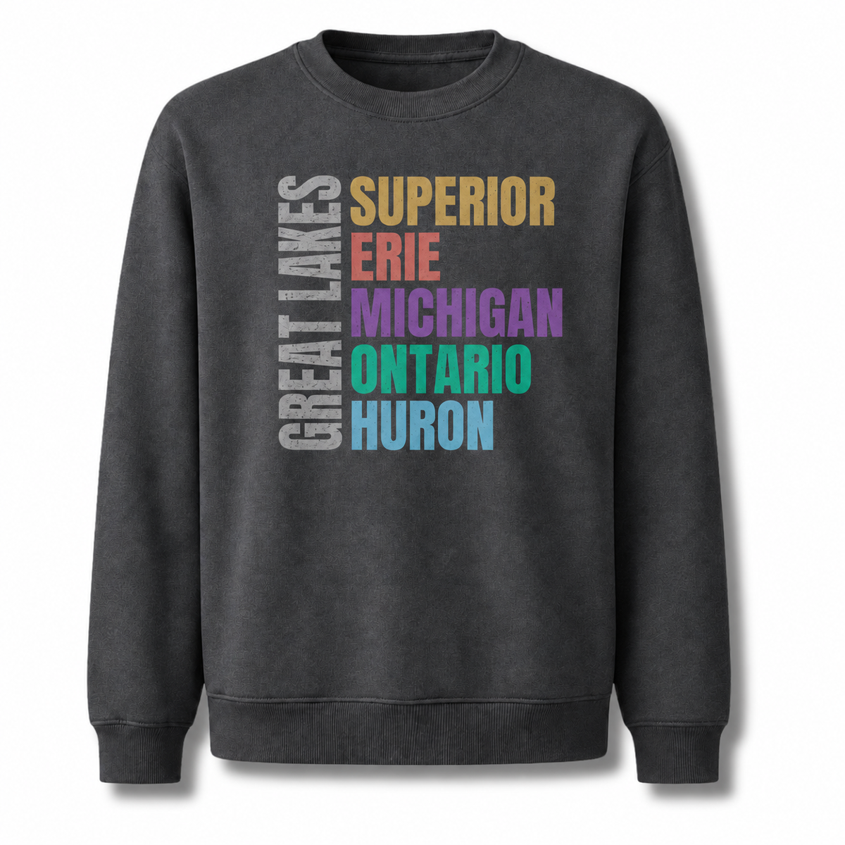 Great Lakes Michigan Freshwater Basin Retro Sweatshirt - Dark Heather
