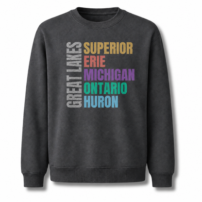 Great Lakes Michigan Freshwater Basin Retro Sweatshirt - Dark Heather