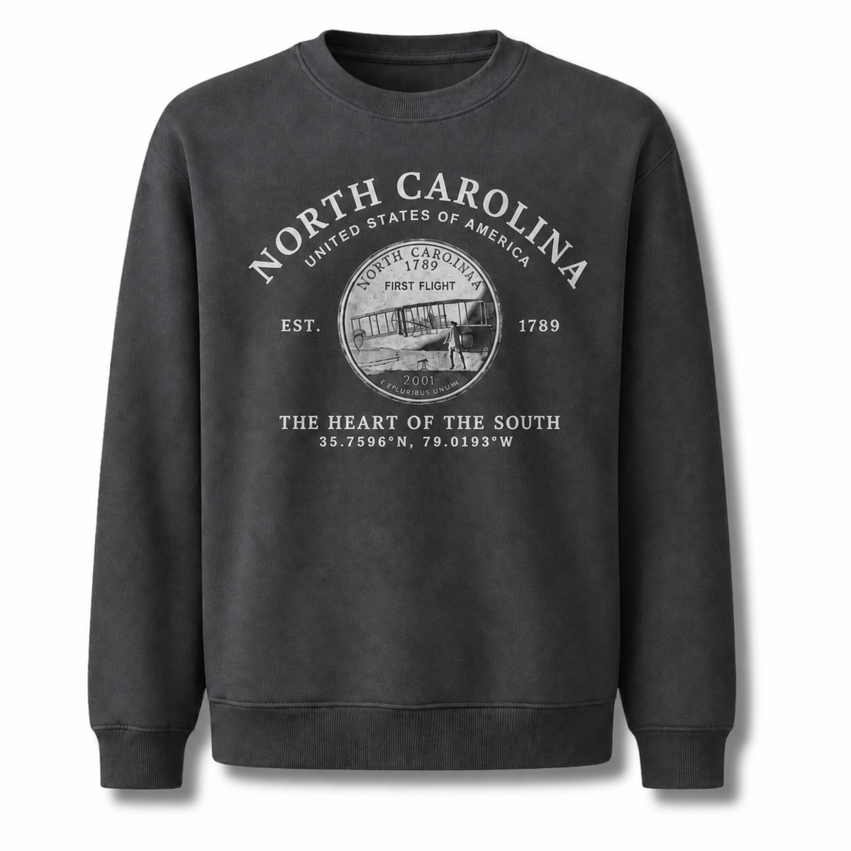 North Carolina Heritage State Seal Medallion Vintage Sweatshirt - Dark Heather