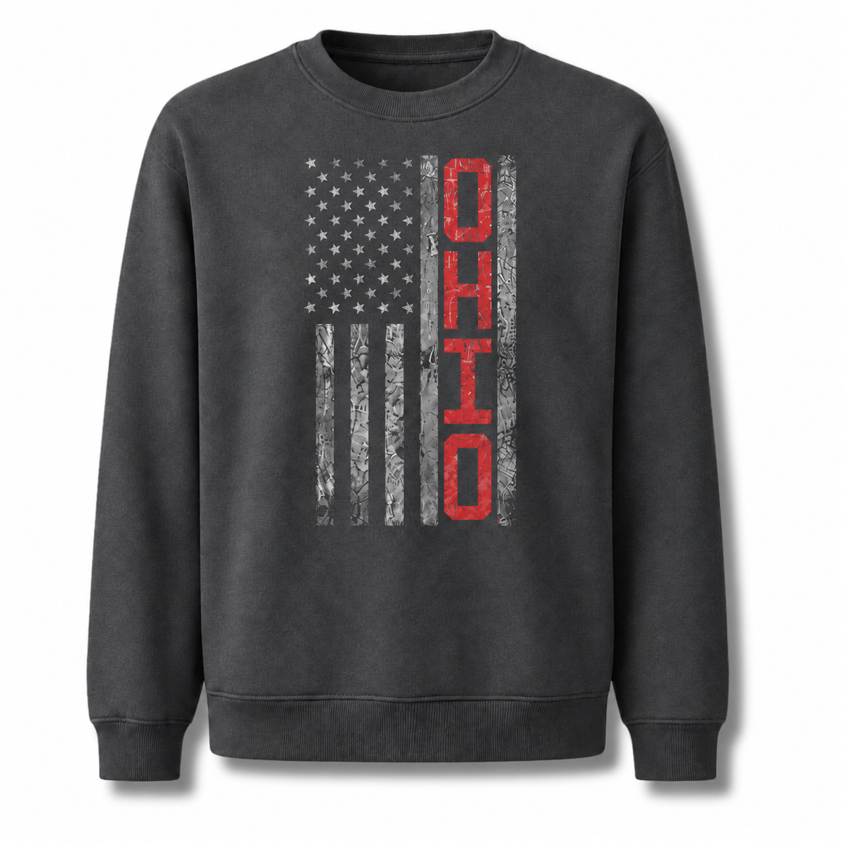 Ohio State Flag Heritage Patriotic Vintage Sweatshirt - Dark Heather