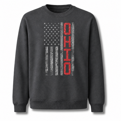 Ohio State Flag Heritage Patriotic Vintage Sweatshirt - Dark Heather