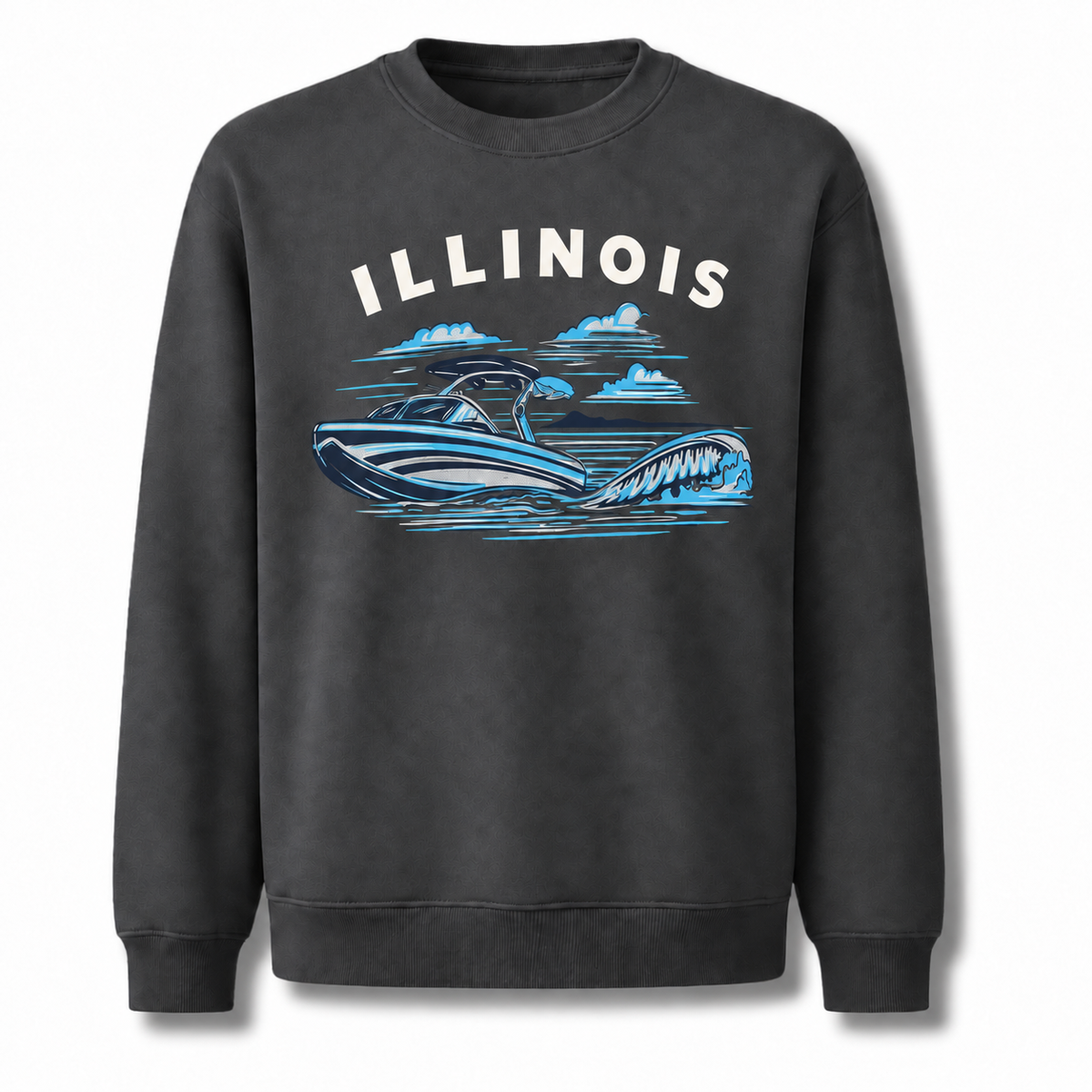 Illinois Lake Michigan Boating Retro Nautical Sweatshirt - Dark Heather