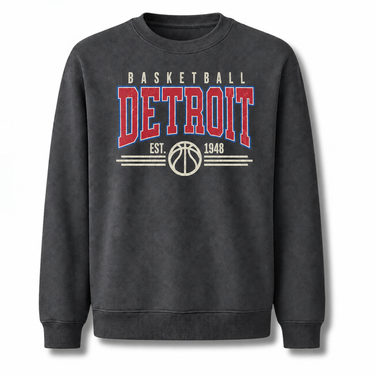 Detroit Basketball Vintage Retro Gameday Classic Sweatshirt - Dark Heather