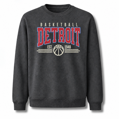 Detroit Basketball Vintage Retro Gameday Classic Sweatshirt - Dark Heather