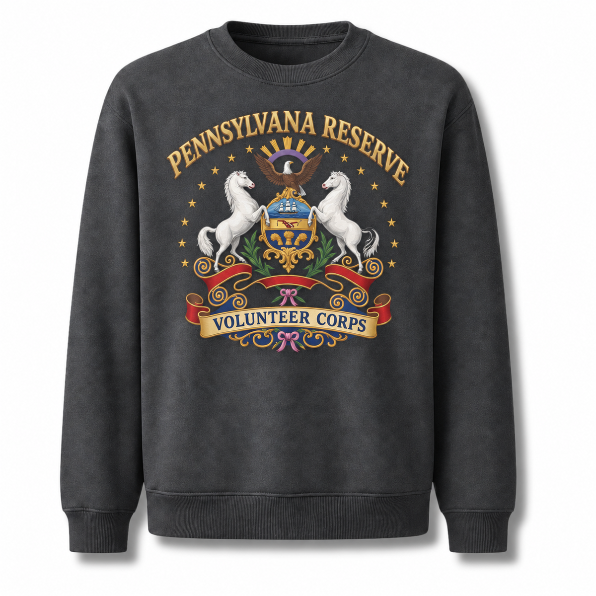 Pennsylvania Reserve Crest Heritage Patriotic Vintage Sweatshirt - Dark Heather