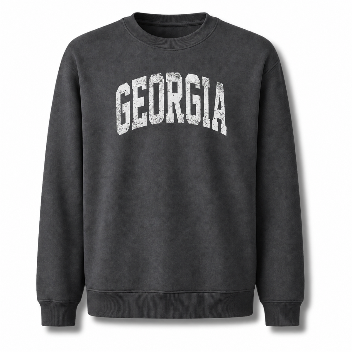 Georgia Bold Distressed Varsity Collegiate Vintage Sweatshirt - Dark Heather
