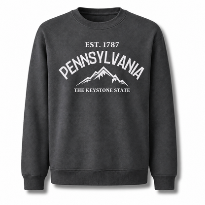 Pennsylvania Mountain Nature Outdoor Trail Vintage Sweatshirt - Dark Heather