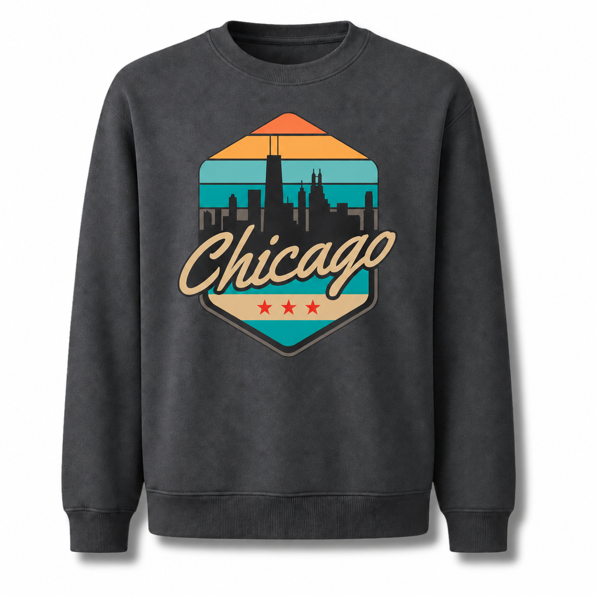 Chicago Retro Crest Heritage Vintage Athletic Sweatshirt - Dark Heather