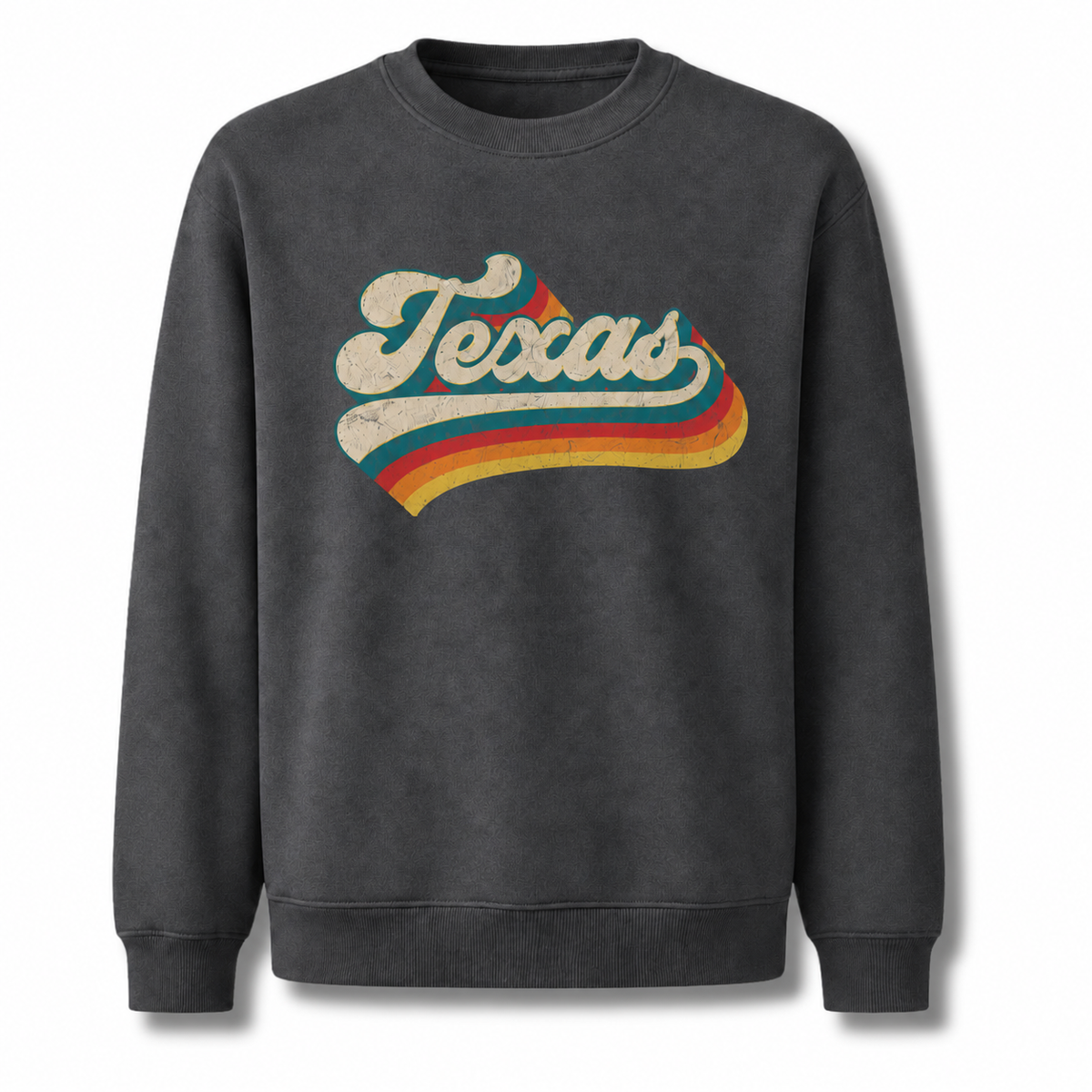 Texas Collegiate Varsity Athletic Lettering Vintage Distressed Sweatshirt - Dark Heather