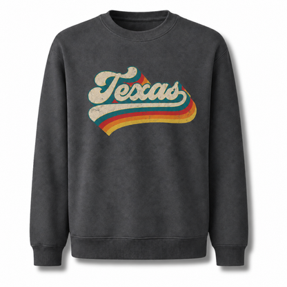 Texas Collegiate Varsity Athletic Lettering Vintage Distressed Sweatshirt - Dark Heather