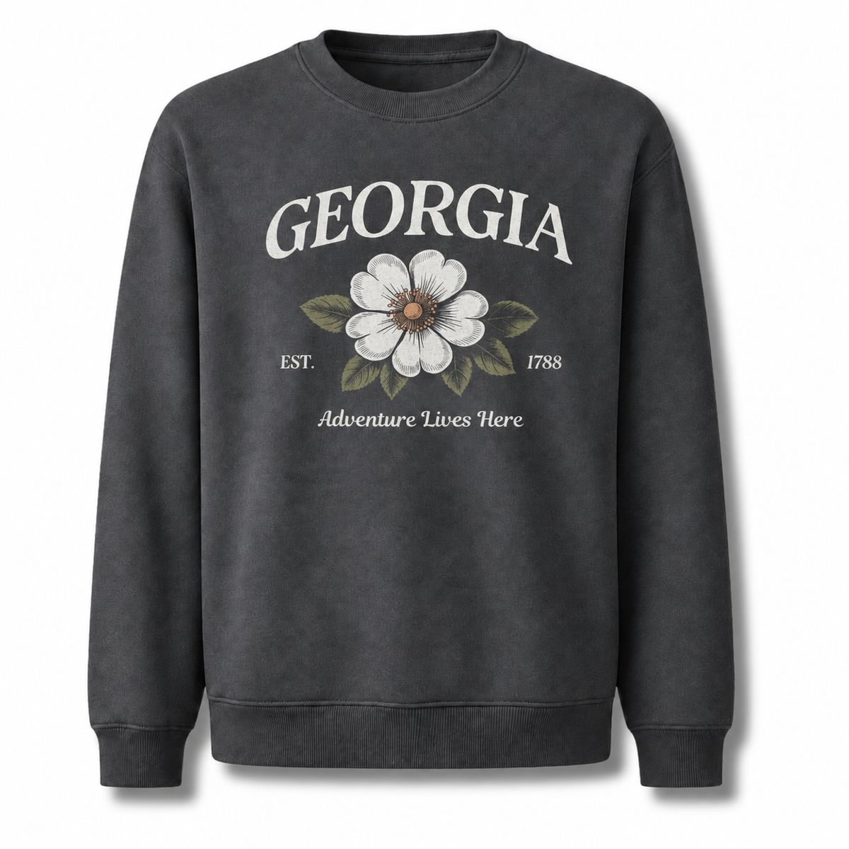 Georgia State Flower Cherokee Rose Adventure Vintage Sweatshirt - Dark Heather
