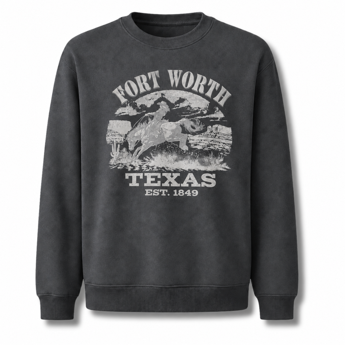 Fort Worth Texas Rodeo Cowboy Vintage Heritage Sweatshirt - Dark Heather