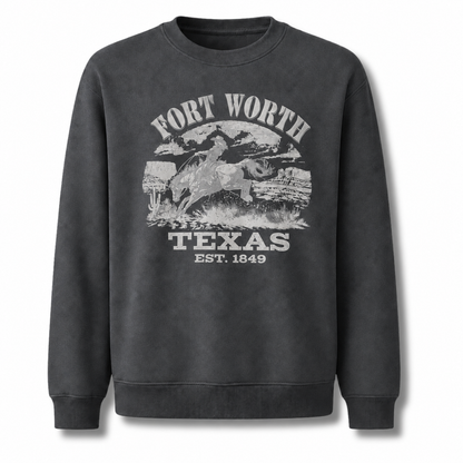 Fort Worth Texas Rodeo Cowboy Vintage Heritage Sweatshirt - Dark Heather