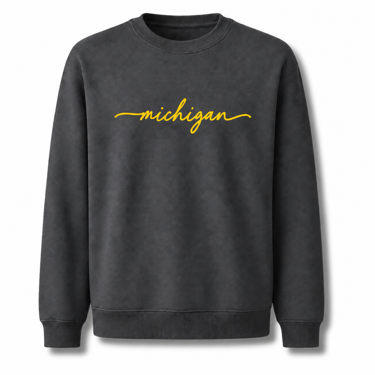 Michigan Maize Gold Vintage Athletic Collegiate Sweatshirt - Dark Heather