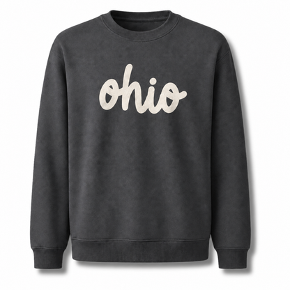 Ohio Minimalist Handwritten Cursive Script Vintage Sweatshirt - Dark Heather