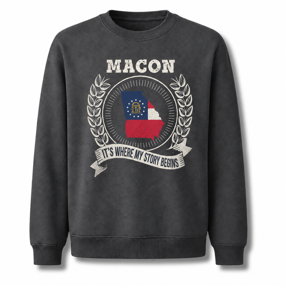 Macon Georgia It's Where My Story Begins Vintage Sweatshirt - Dark Heather