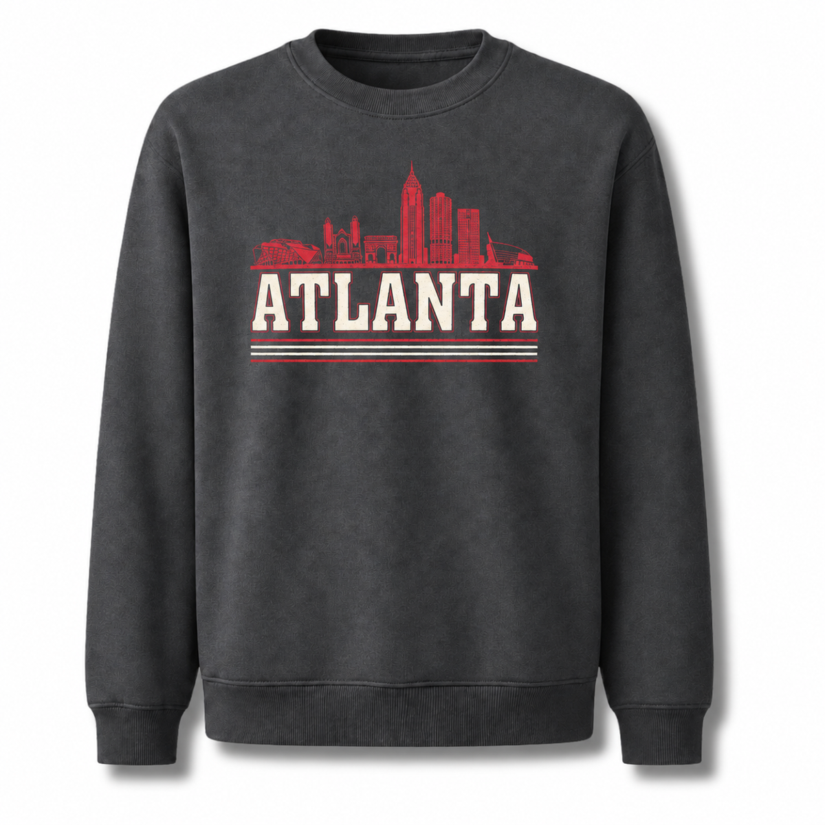 Atlanta Georgia City Skyline Collegiate Retro Vintage Sweatshirt - Dark Heather