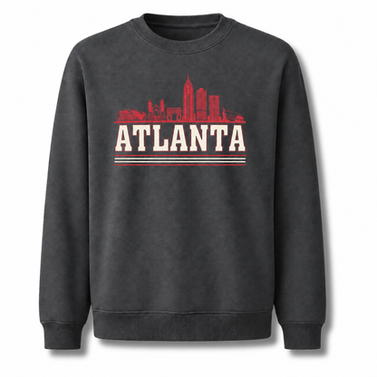 Atlanta Georgia City Skyline Collegiate Retro Vintage Sweatshirt - Dark Heather