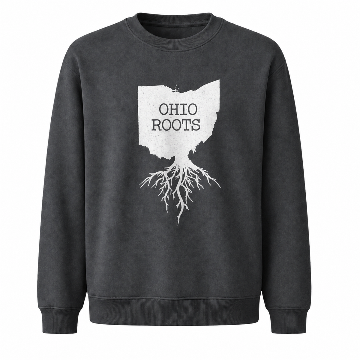 Ohio Roots Minimalist State Silhouette Vintage Sweatshirt - Dark Heather