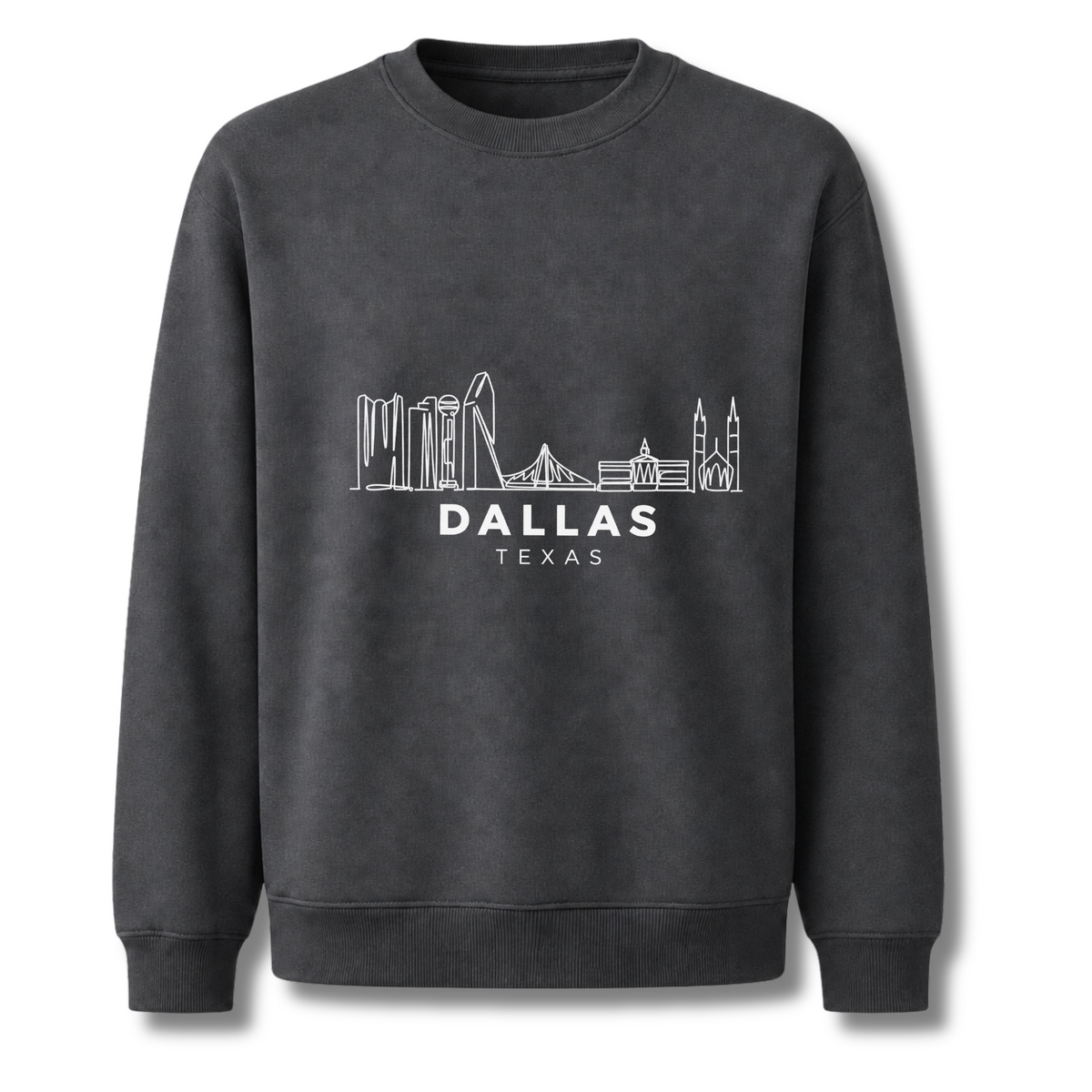 Dallas Texas Skyline Vintage Heritage Graphic Sweatshirt - Dark Heather