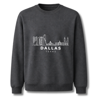 Dallas Texas Skyline Vintage Heritage Graphic Sweatshirt - Dark Heather
