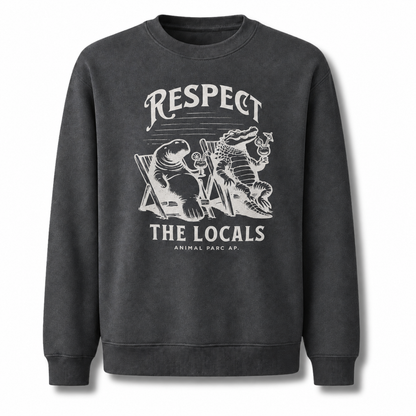 Florida Respect The Locals Manatee Alligator Sweatshirt - Dark Heather
