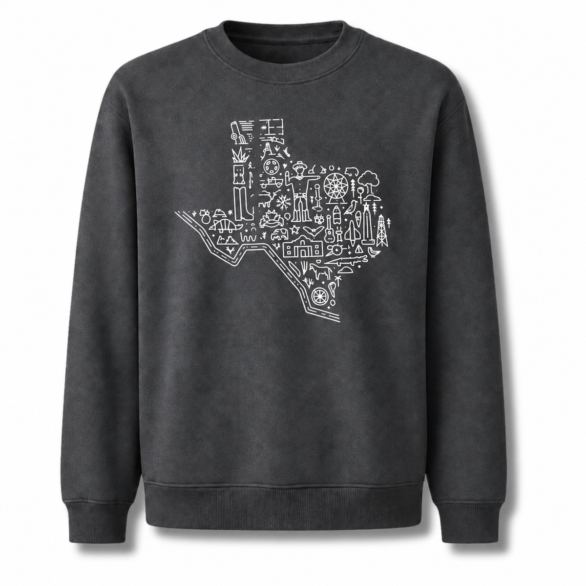 Texas State Silhouette Rustic Hometown Pride Vintage Sweatshirt - Dark Heather