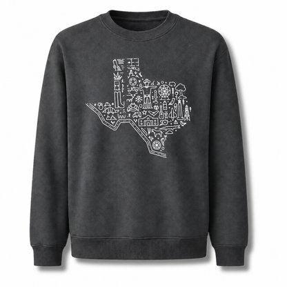 Texas State Silhouette Rustic Hometown Pride Vintage Sweatshirt - Dark Heather