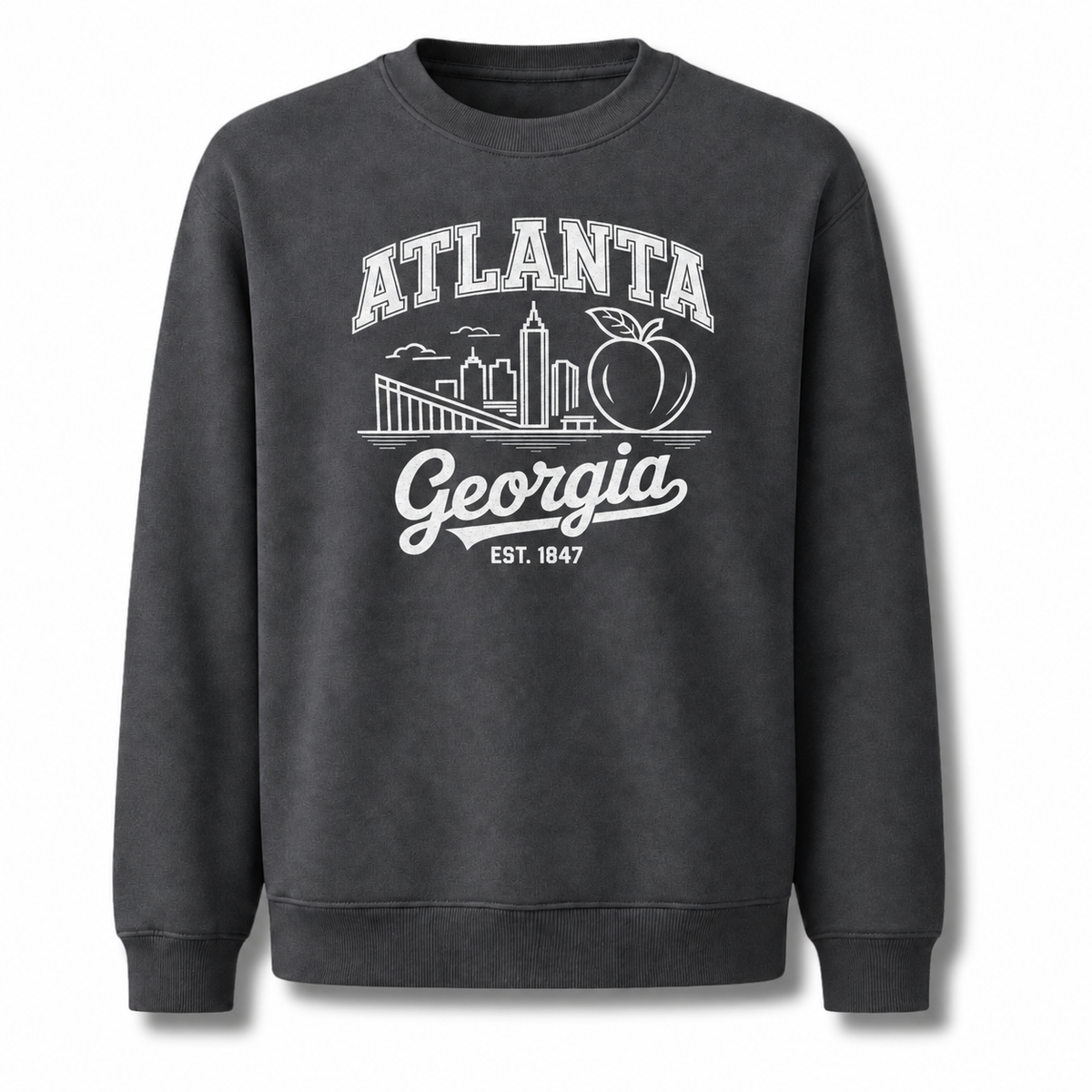 Atlanta Georgia Vintage Skyline Peach Southern Retro Sweatshirt - Dark Heather