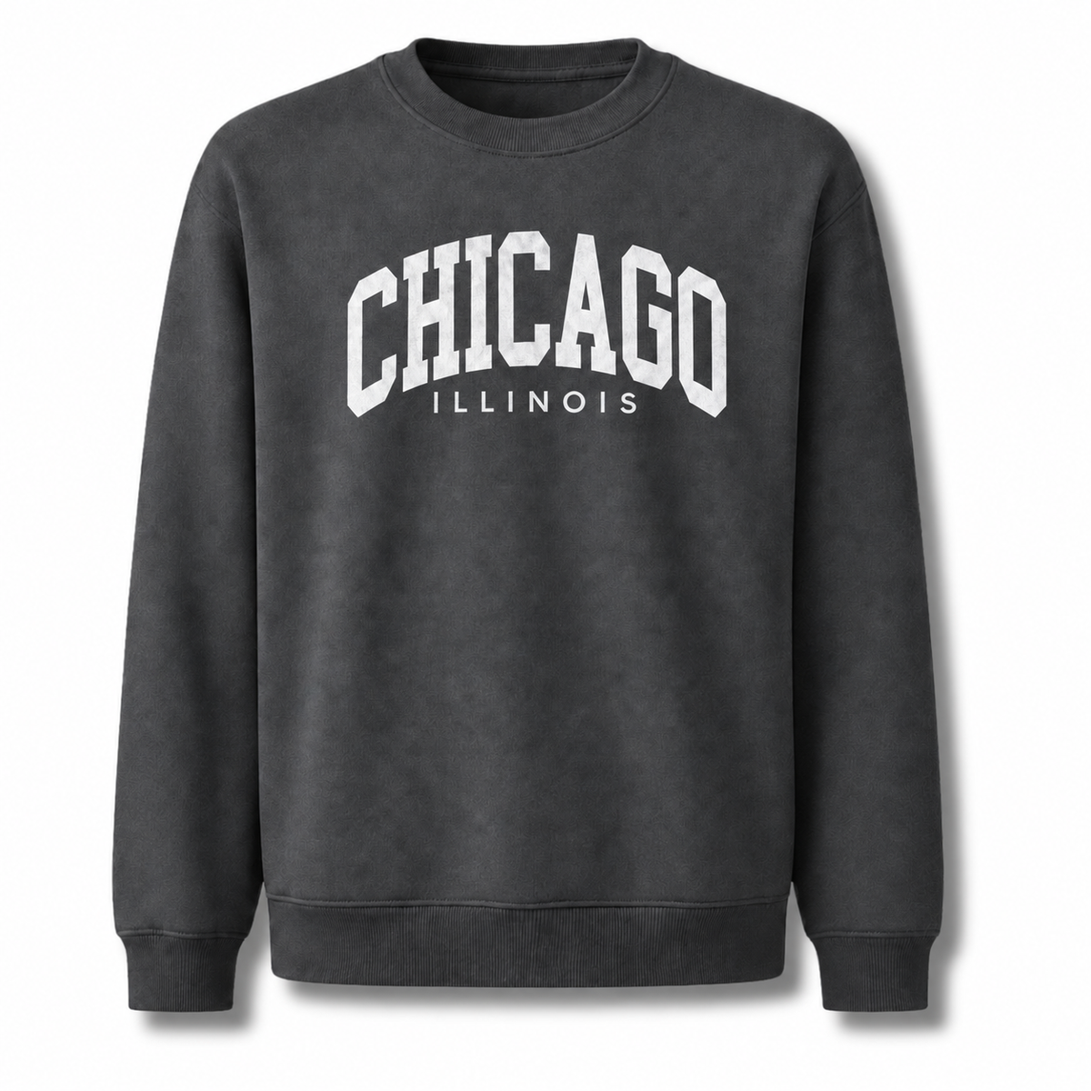 Chicago Illinois Arched Varsity Athletic Retro Sweatshirt - Dark Heather