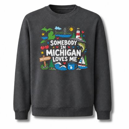 Michigan Retro Colorful Vibrant State Pride Sweatshirt - Dark Heather
