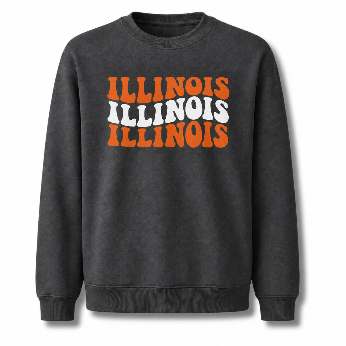 Illinois Retro Stacked Varsity Block Lettering Sweatshirt - Dark Heather