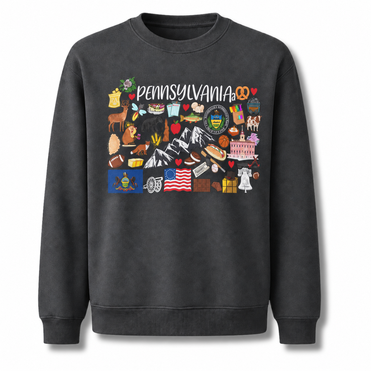 Pennsylvania Retro Postcard Graphic Collage Vintage Sweatshirt - Dark Heather