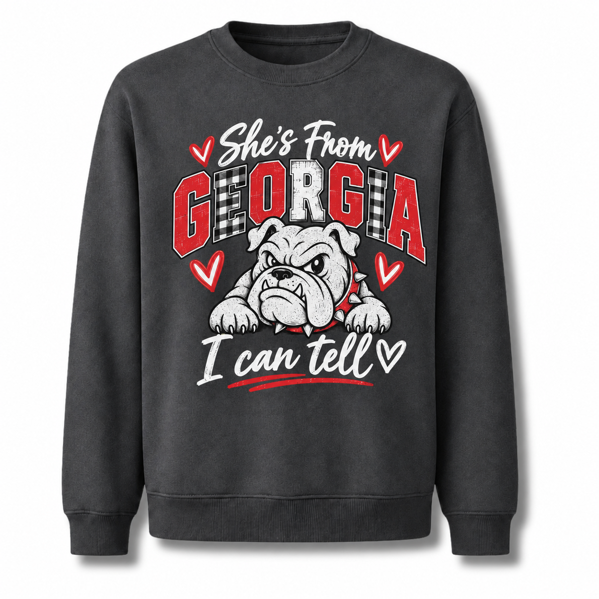 Georgia Bulldogs Mascot Red & Black Vintage Gameday Sweatshirt - Dark Heather