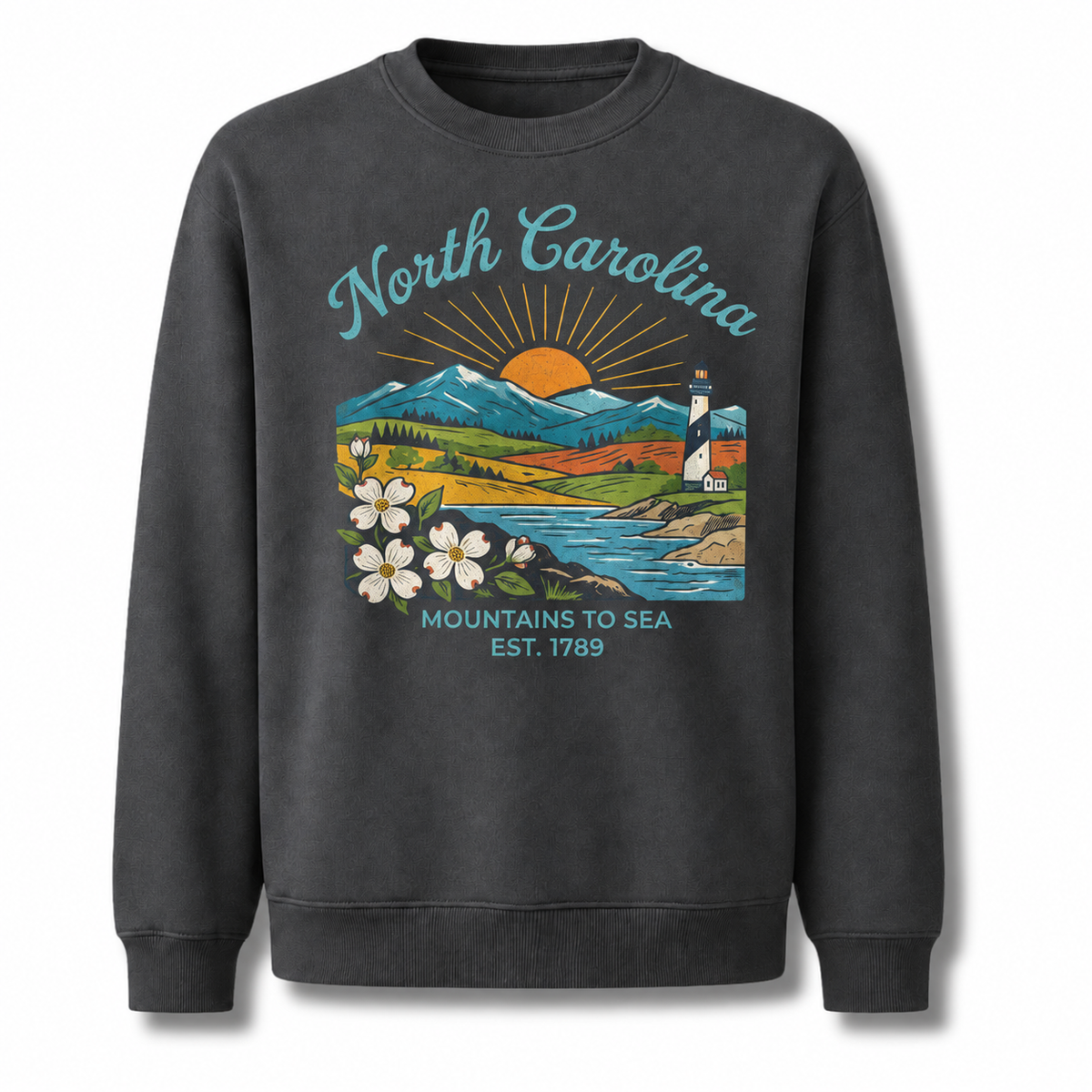 Blue Ridge Mountains North Carolina Nature Scenic Sweatshirt - Dark Heather