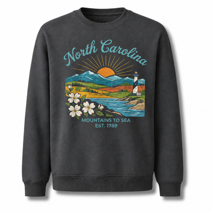 Blue Ridge Mountains North Carolina Nature Scenic Sweatshirt - Dark Heather