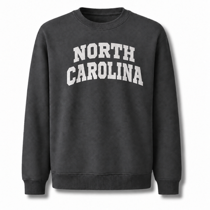 North Carolina Collegiate Arched Block Lettering Retro Sweatshirt - Dark Heather