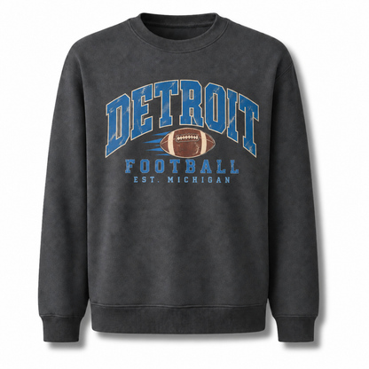Detroit Football Retro Vintage Gameday Tailgate Sweatshirt - Dark Heather