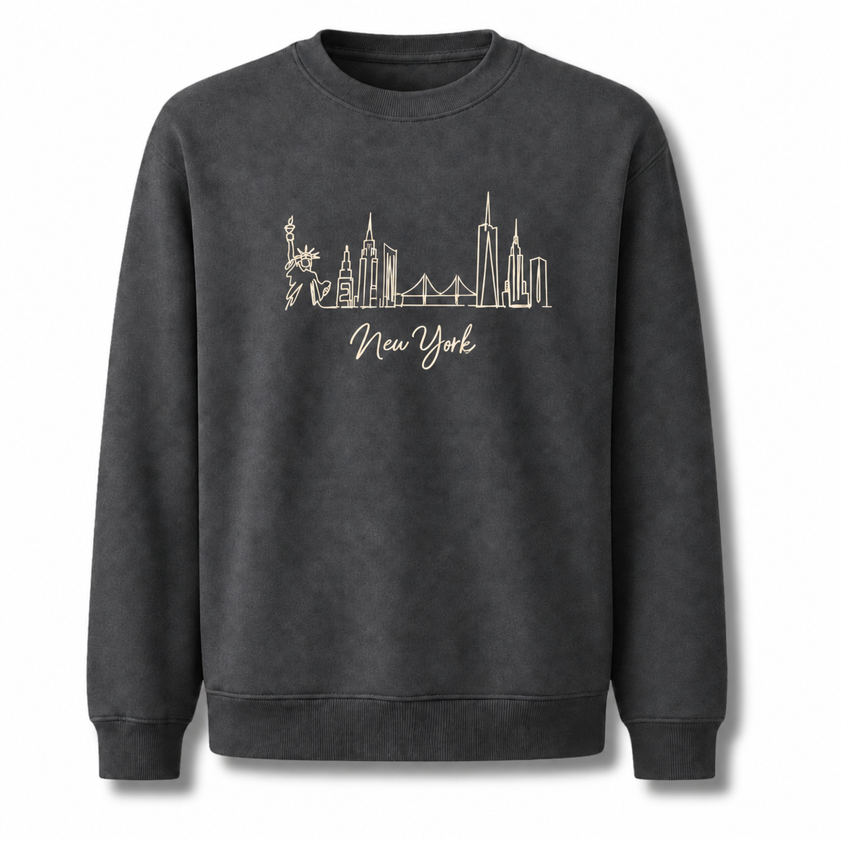 Brooklyn Bridge Starry Night Skyline Silhouette Retro Sweatshirt - Dark Heather