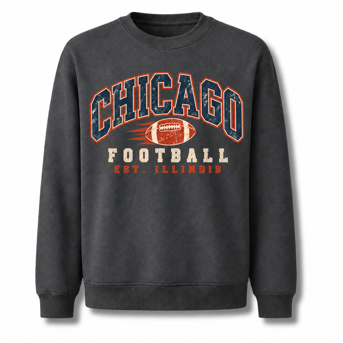 Chicago Football Vintage Cream Graphic Tailgate Sweatshirt - Dark Heather