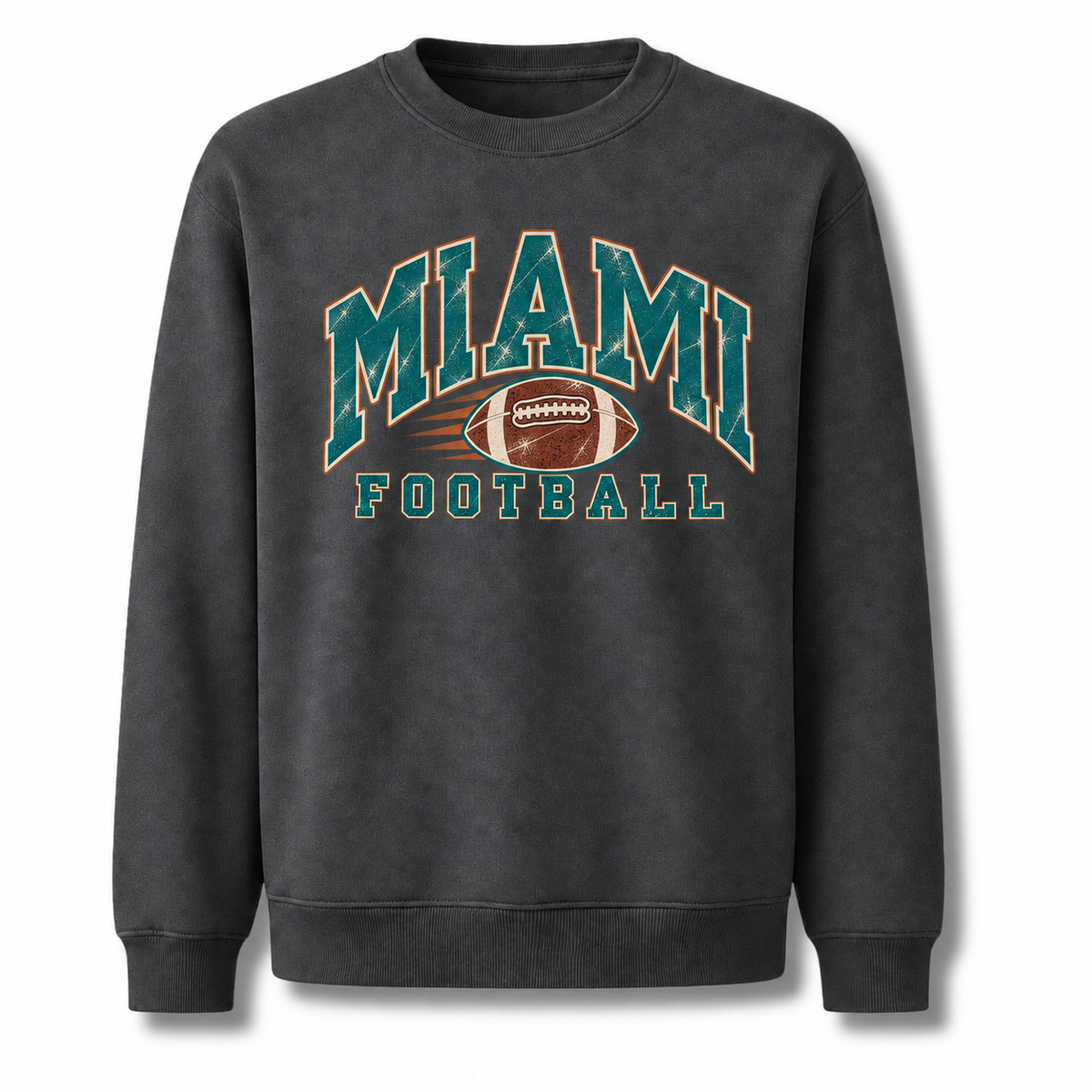 Miami Football Vintage Classic Sports Retro Sweatshirt - Dark Heather