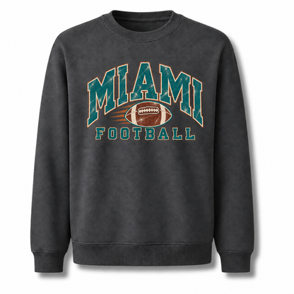 Miami Football Vintage Classic Sports Retro Sweatshirt - Dark Heather