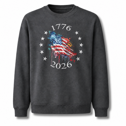 America 250th 1776 2026 Watercolor Flag Sweatshirt