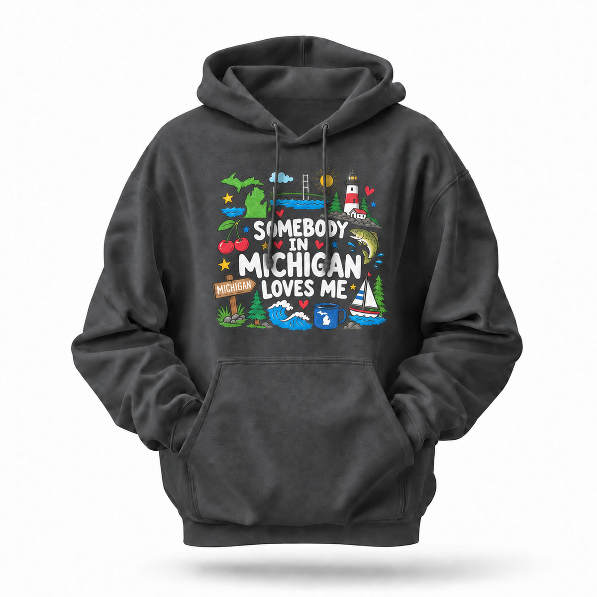 Somebody in Michigan Loves Me State Icons Navy Hoodie