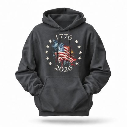 America 250th 1776 2026 Watercolor Flag Hoodie