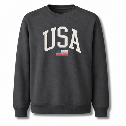 USA Arch Flag Minimalist Varsity Sweatshirt