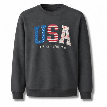 USA Est. 1776 Patriotic Block Letters Sweatshirt